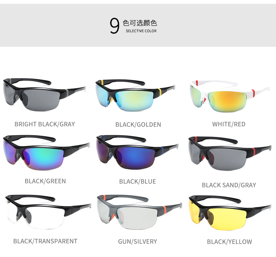 XSY-8222 Cycling Glasses Sports Sunglasses, UV400 Protection Running Fishing Driving Baseball Glasses