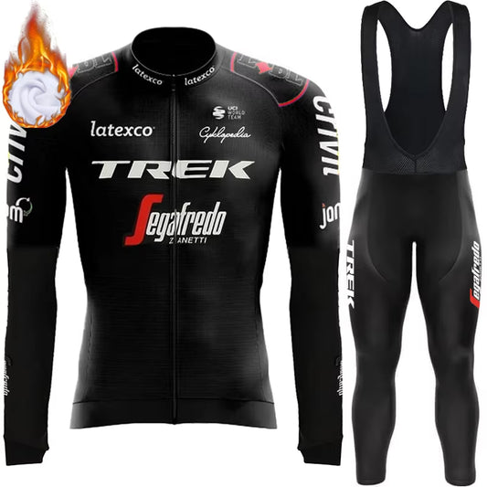 Mens Pro Cycling Jacket Bib Tights Kits Fleece Warm Trek Sets