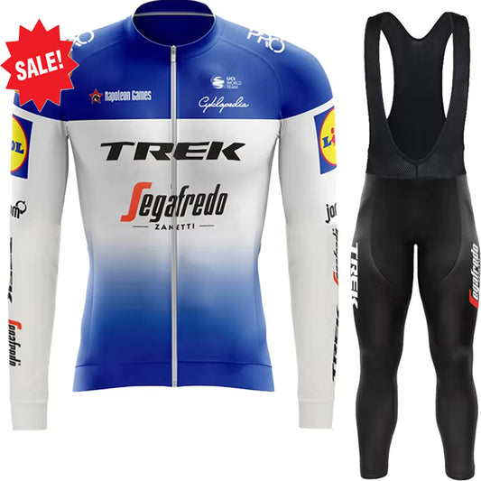 Men's Long Sleeve Cycling Jersey Bib Pants Set Outdoor Biking Jersey Tights Kit