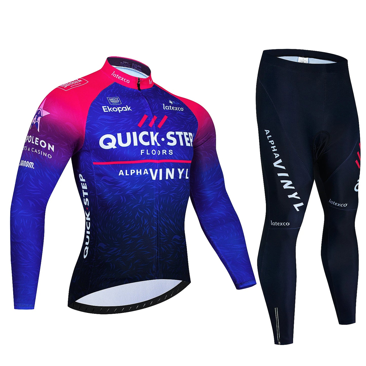 Long Sleeve Jersey and Pants Set Quick Step 020