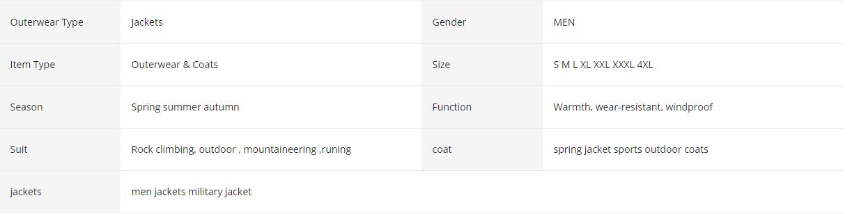 Men's Outdoor Jacket Military Tactical Windproof Waterproof Hiking Sports