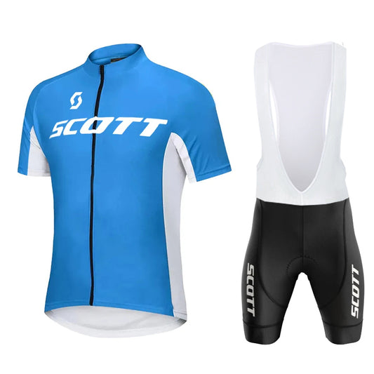 Scott Men Pro Blue Cycling Jersey (Bib) Shorts Breathable Short Sleeve Bibs Kits