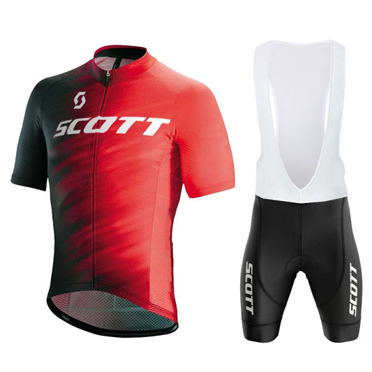 Scott Men Pro Red Cycling Jersey (Bib) Shorts Breathable Short Sleeve Bibs Kits