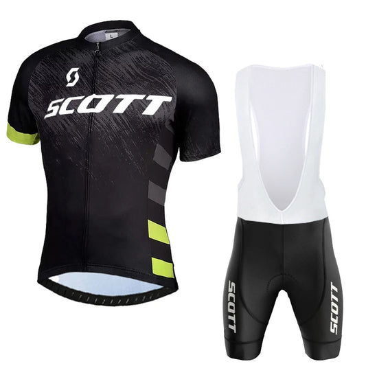 Scott Men Pro Black Cycling Jersey (Bib) Shorts Breathable Short Sleeve Bibs Kits