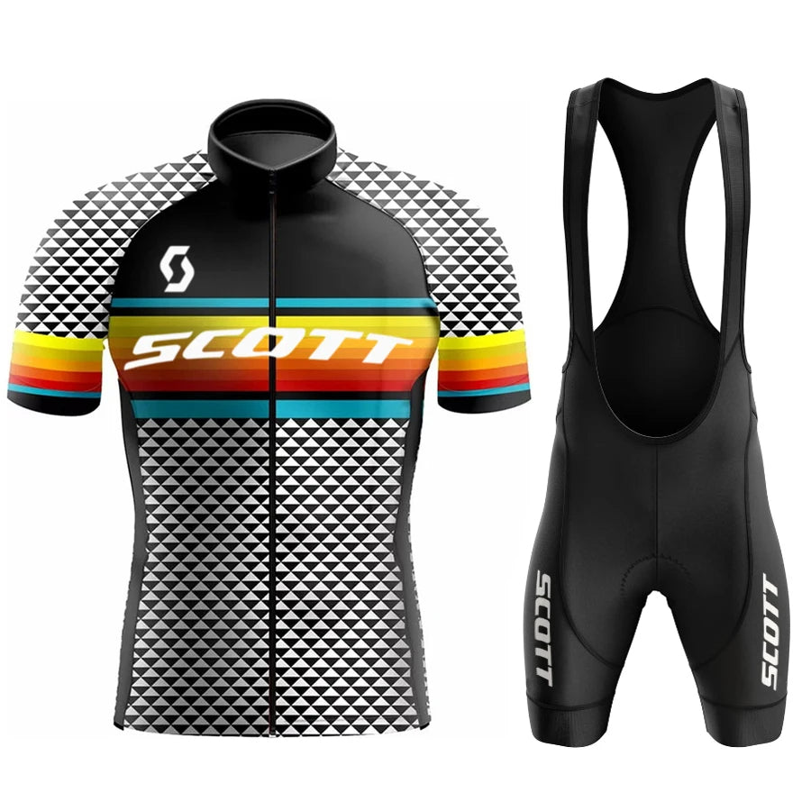 Scott Men Pro Cycling Jersey (Bib) Shorts Breathable Short Sleeve Bibs Kits