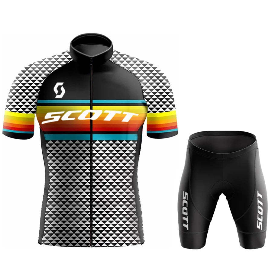 Scott Men Pro Cycling Jersey (Bib) Shorts Breathable Short Sleeve Bibs Kits