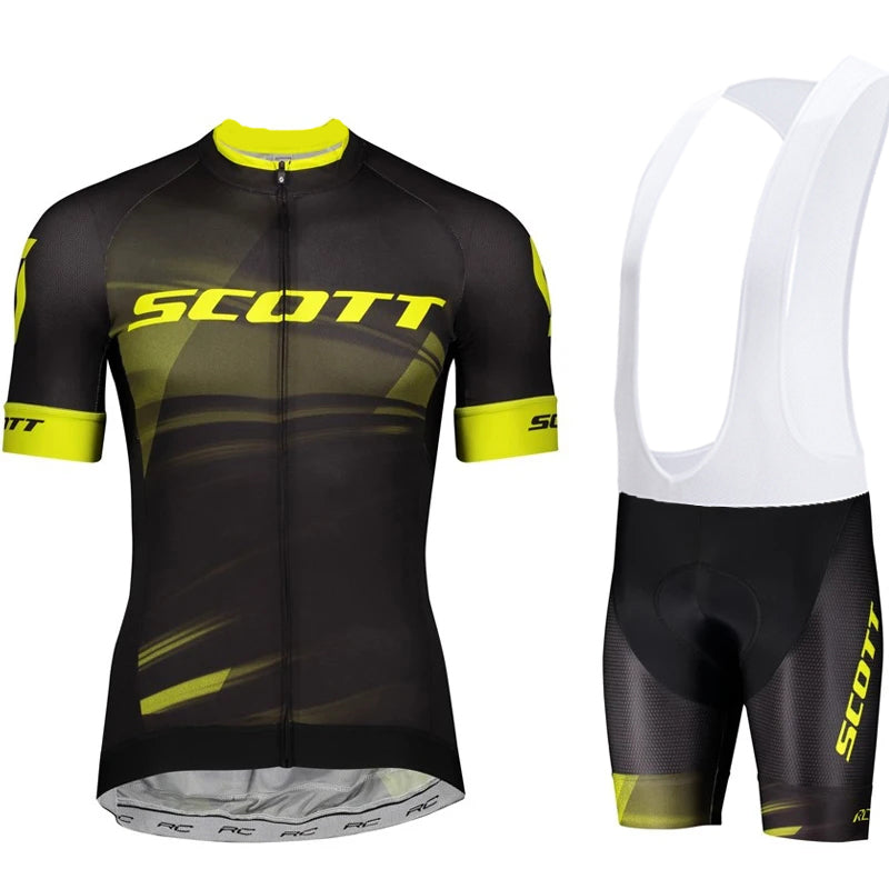 Scott Men Pro Cycling Jersey (Bib) Shorts Breathable Short Sleeve Bibs Kits