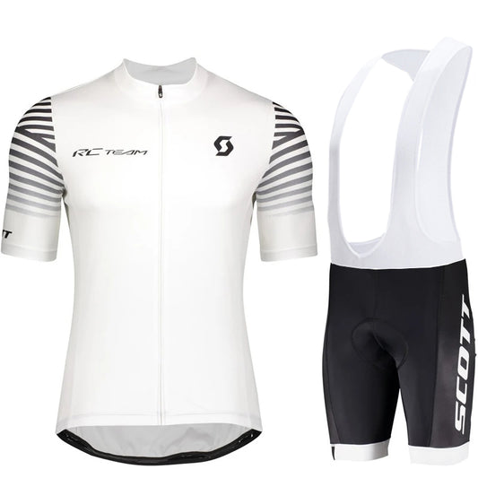 White Scott Men Pro Cycling Jersey (Bib) Shorts Breathable Short Sleeve Bibs Kits
