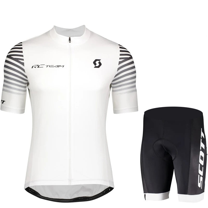 White Scott Men Pro Cycling Jersey (Bib) Shorts Breathable Short Sleeve Bibs Kits