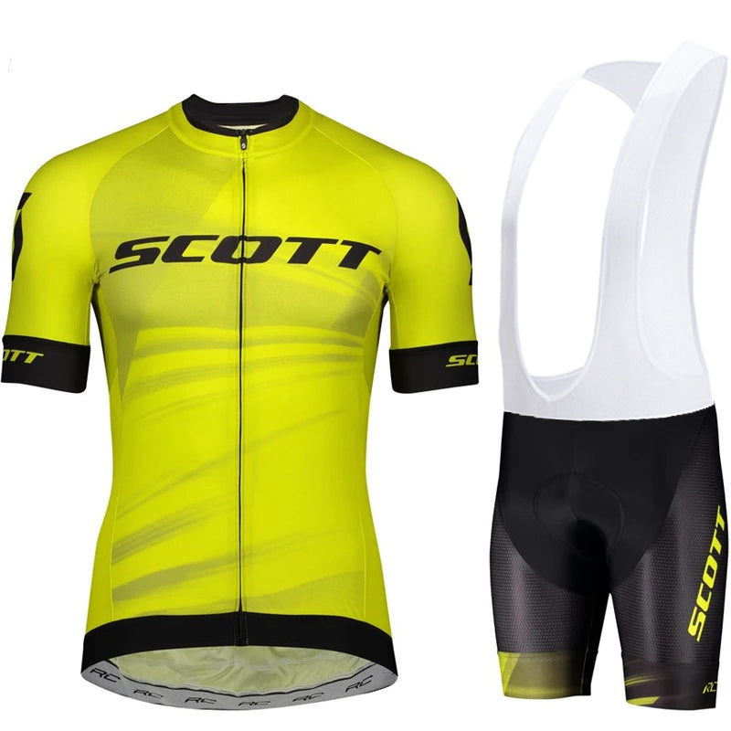 Scott Men Pro Cycling Jersey (Bib) Shorts Breathable Short Sleeve Bibs Kits