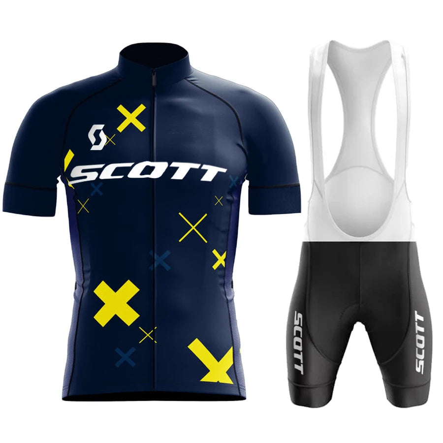 Scott Men Pro Cycling Jersey (Bib) Shorts Breathable Short Sleeve Bibs Kits