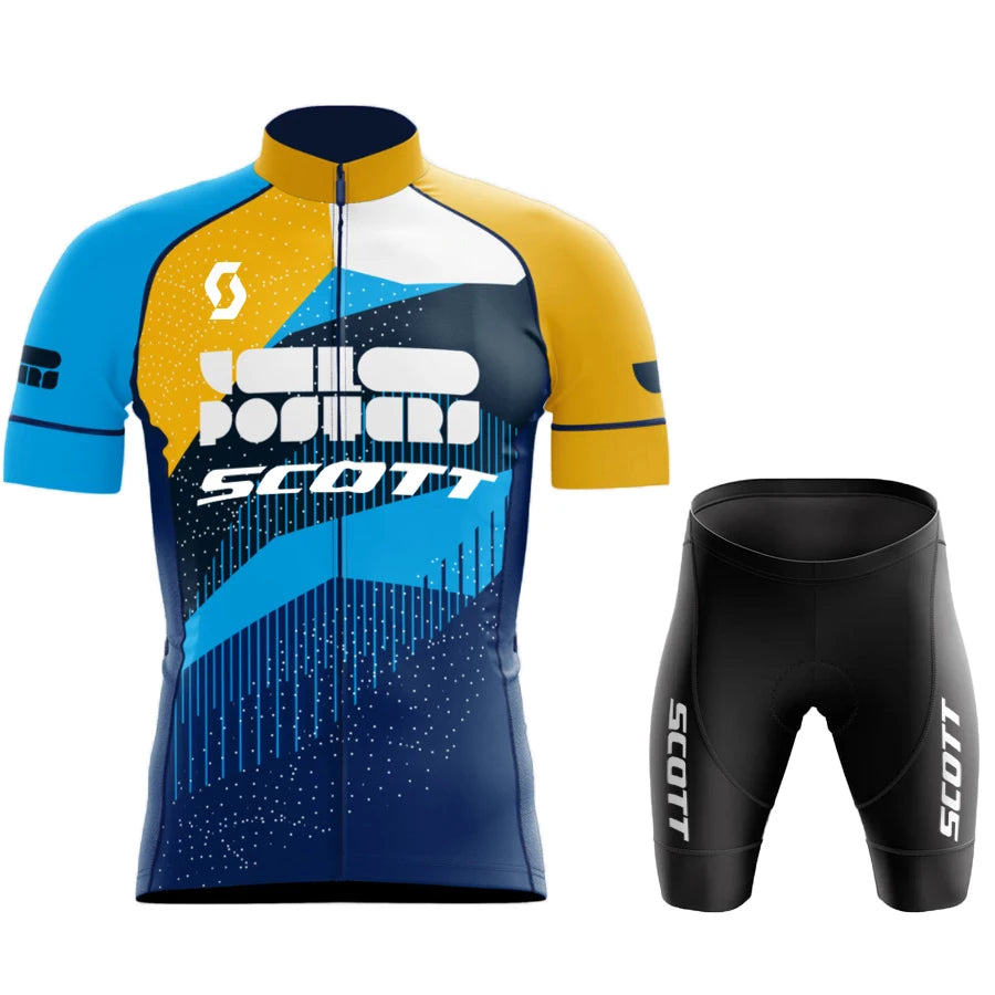Scott Men Pro Cycling Jersey (Bib) Shorts Breathable Short Sleeve Bibs Kits