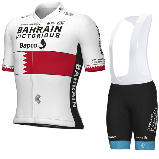 Mens White Short Sleeve Cycling Jersey Riding Shirt Bib Shorts Kits
