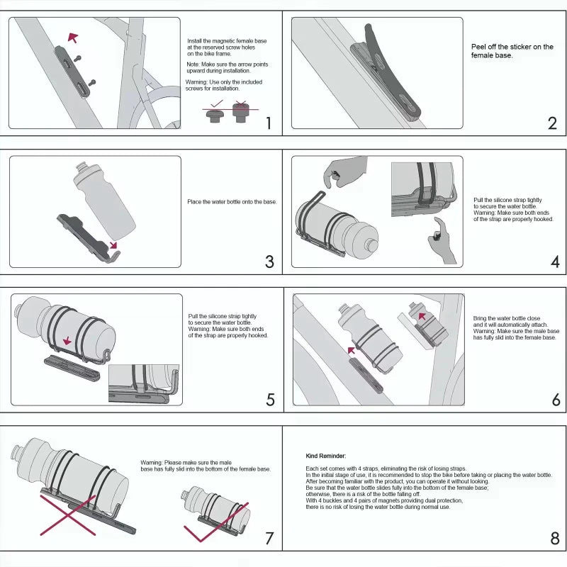 Magnetic Quick-Release Bike Bottle Holder with Vibration-free Hold   Universal Water Bottle Stand(bottle Not Included)