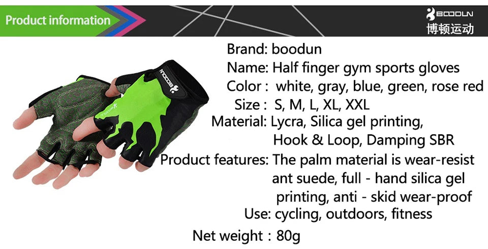 Elevate Your Ride: Sleek and Durable Half Finger Cycling Gloves BOODUN 2181082YY