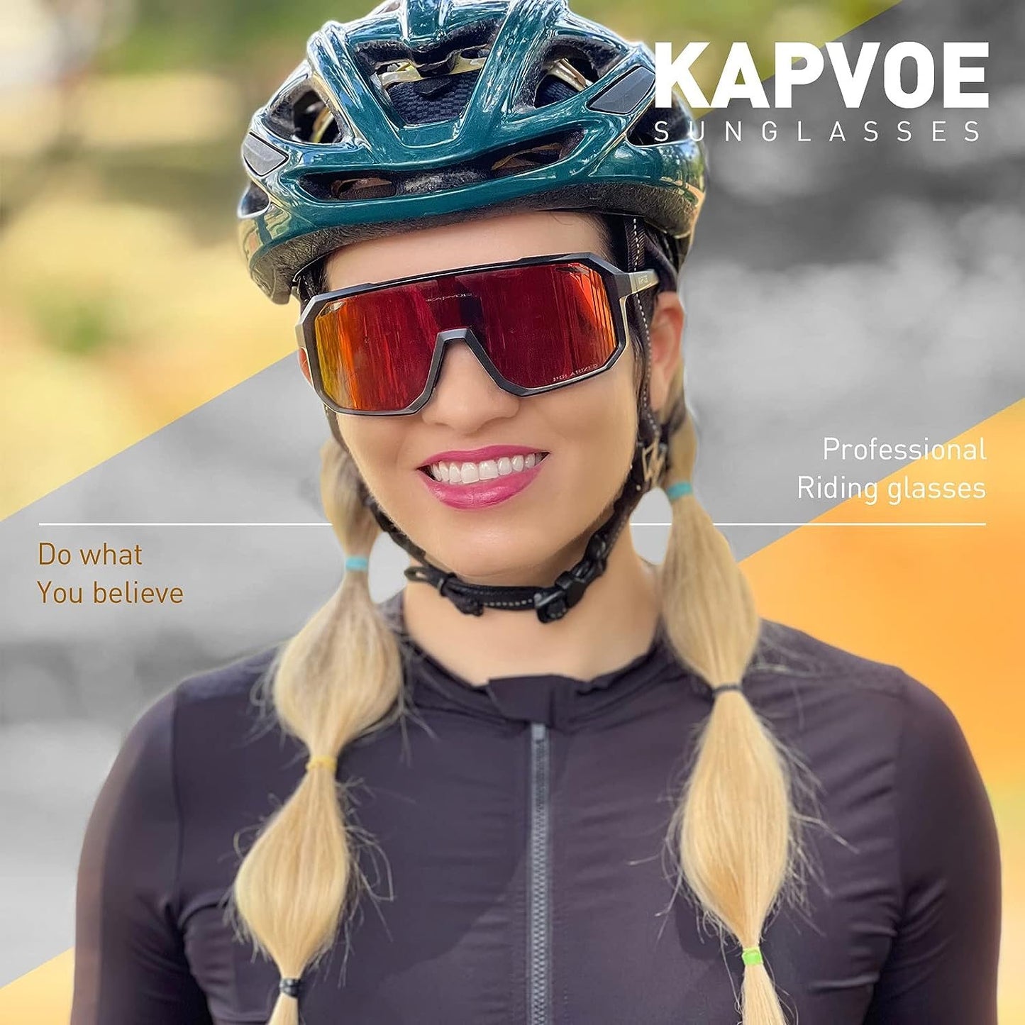 KAPVOE Polarized Cycling Glasses Sports Sunglasses, UV400 Protection Running Fishing Driving Baseball Glasses for Men Women