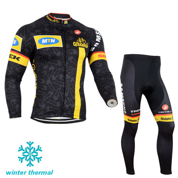 Winter Fleece Long Sleeve Cycling Jersey (Bib) Pants 064