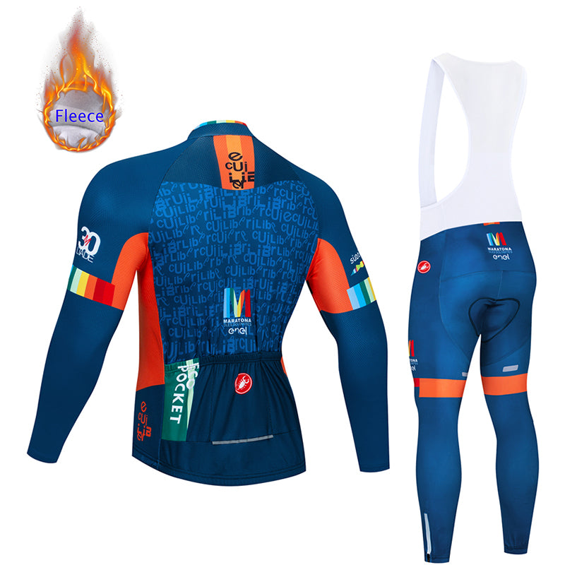 FLeece Long Sleeve Cycling Jersey (Bib) Pants 493