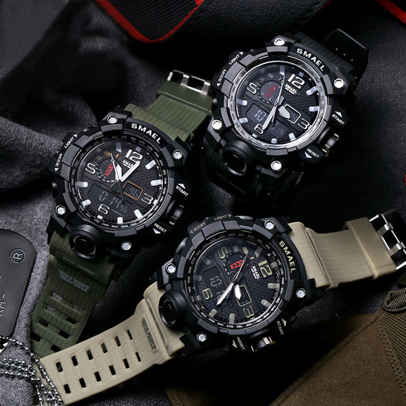Sports Watches Dual Display Analog Digital LED Electronic Quartz Wristwatch 1545-009