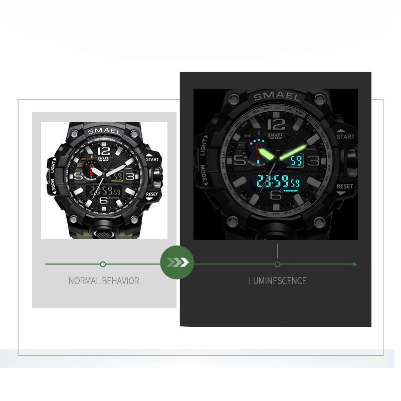 Sports Watches Dual Display Analog Digital LED Electronic Quartz Wristwatch 1545-009
