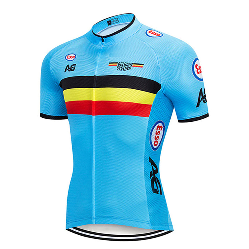 Men's Breathable Short Sleeve Cycling Jersey (Bib) Shorts Belgian001-AC