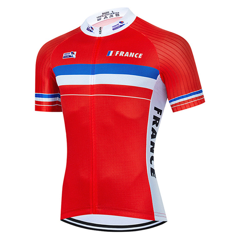 Red Men's Breathable Short Sleeve Cycling Jersey (Bib) Shorts France002-AC