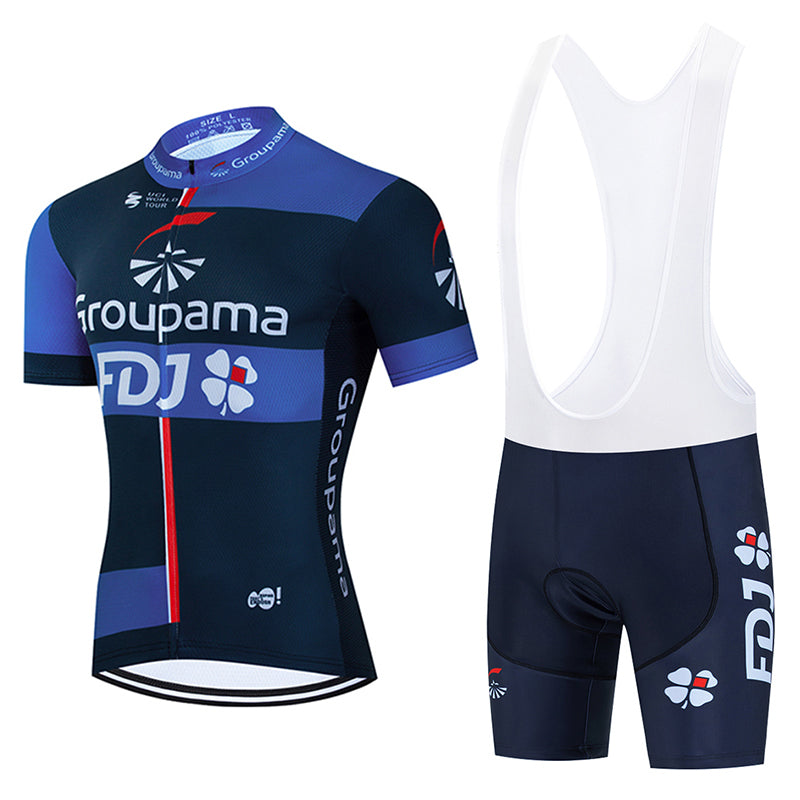 Men's Breathable Short Sleeve Cycling Jersey (Bib) Shorts FDJ007-AC