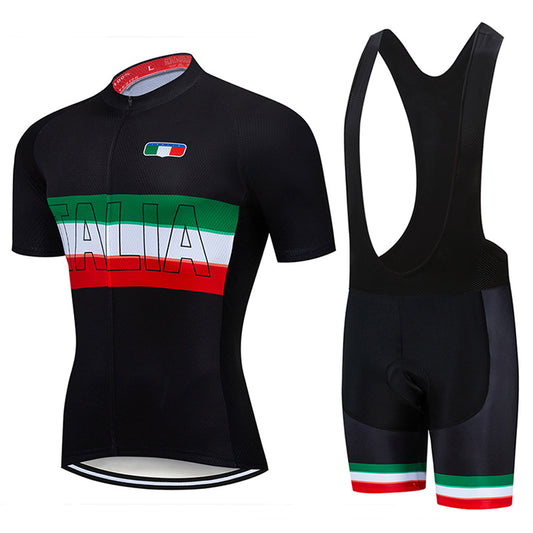 Men's Breathable Short Sleeve Cycling Jersey (Bib) Shorts Italia003-AC