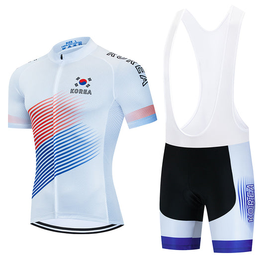 Men's Breathable Short Sleeve Cycling Jersey (Bib) Shorts Korea001-AC