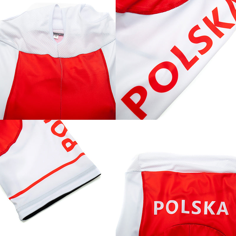 Men's Breathable Short Sleeve Cycling Jersey (Bib) Shorts Polska001-AC