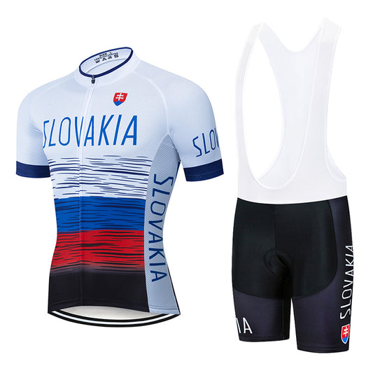Men's Breathable Short Sleeve Cycling Jersey (Bib) Shorts Slovakia001-AC