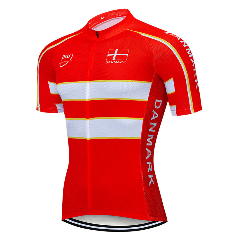 Men's Breathable Short Sleeve Cycling Jersey (Bib) Shorts Denmark-001-AC