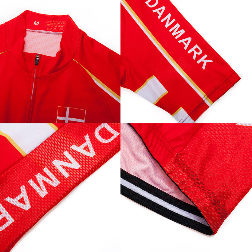 Men's Breathable Short Sleeve Cycling Jersey (Bib) Shorts Denmark-001-AC