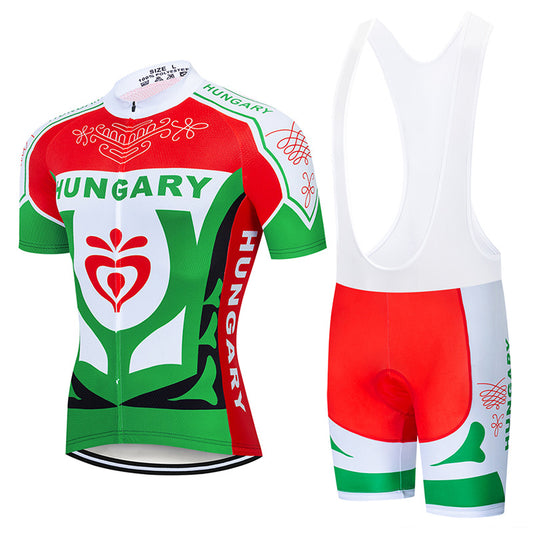 Men's Breathable Short Sleeve Cycling Jersey (Bib) Shorts Hungary-001-AC