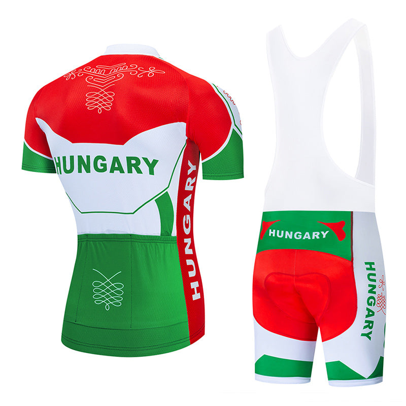 Men's Breathable Short Sleeve Cycling Jersey (Bib) Shorts Hungary-001-AC