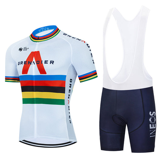 Men's Breathable Short Sleeve Cycling Jersey (Bib) Shorts Ineos-003-AC