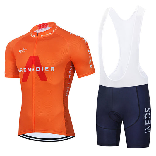 Men's Breathable Short Sleeve Cycling Jersey (Bib) Shorts Ineos-004-AC