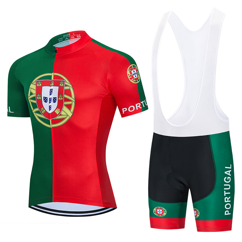 Men's Breathable Short Sleeve Cycling Jersey (Bib) Shorts Portugal-001-AC