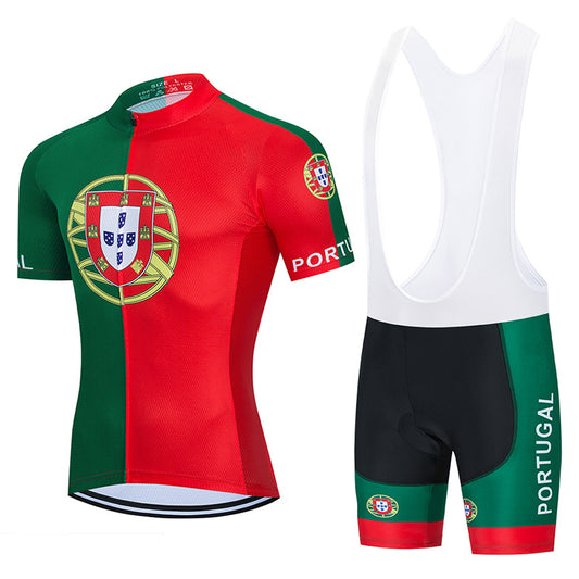 Men's Breathable Short Sleeve Cycling Jersey (Bib) Shorts Portugal-001-AC