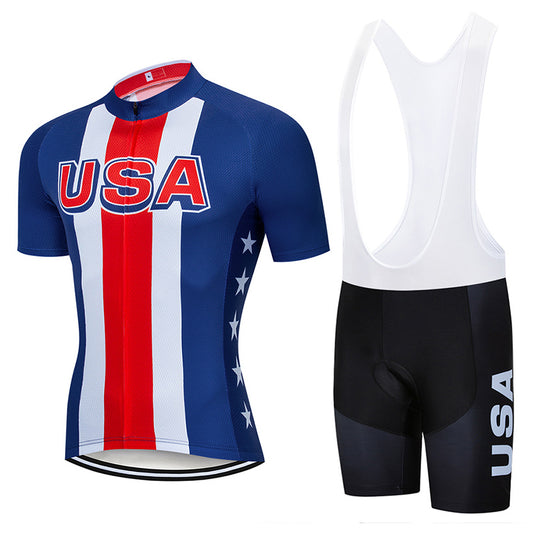 Men's Breathable Short Sleeve Cycling Jersey (Bib) Shorts USA-001-AC