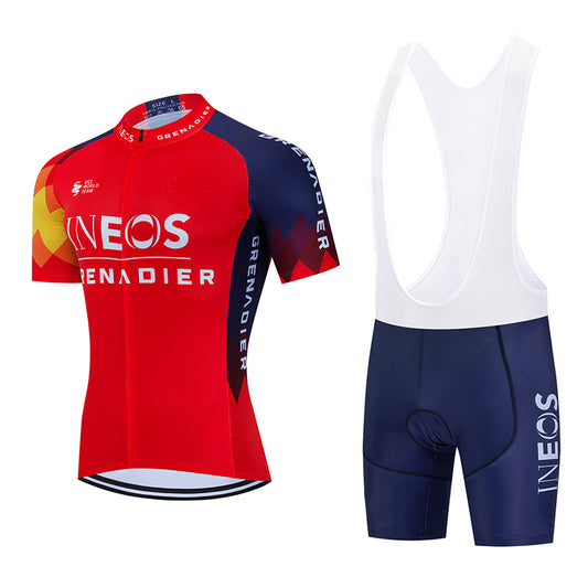 Men's Breathable Short Sleeve Cycling Jersey (Bib) Shorts Ineos-006-AC