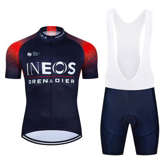 Men's Breathable Short Sleeve Cycling Jersey (Bib) Shorts Ineos-007-AC