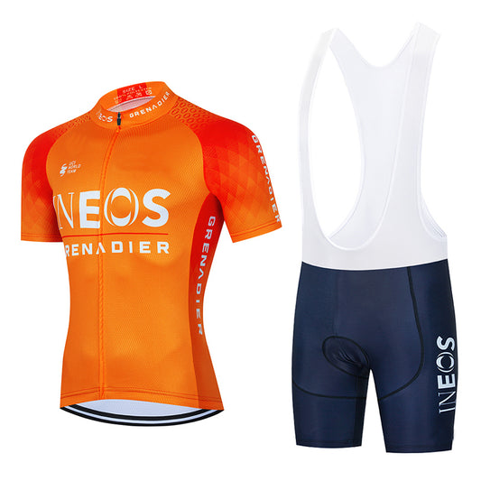 Men's Breathable Short Sleeve Cycling Jersey (Bib) Shorts Ineos-008-AC