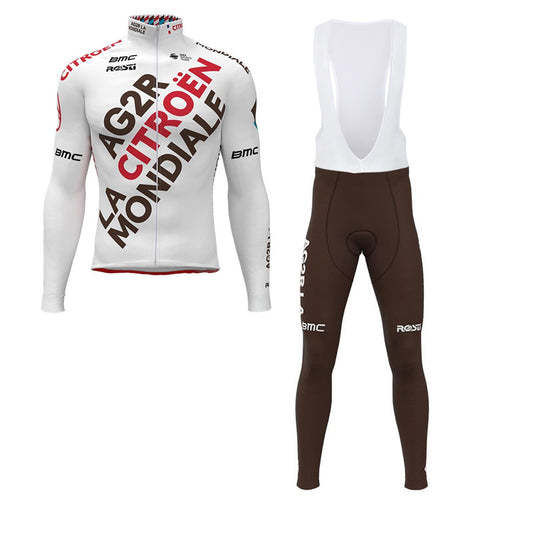 AG2R CITRO?N TEAM LONG SLEEVE JERSEY Bib Pants WHITE - MAROON - RED
