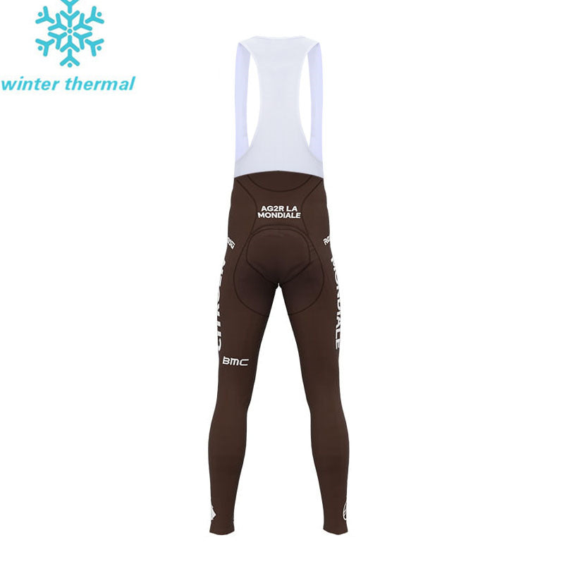 AG2R CITRO?N TEAM LONG FLEECE SLEEVE JERSEY BIB PANTS WHITE - MAROON - RED