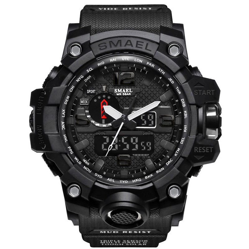 Sports Watches Dual Display Analog Digital LED Electronic Quartz Wristwatch 1545-009