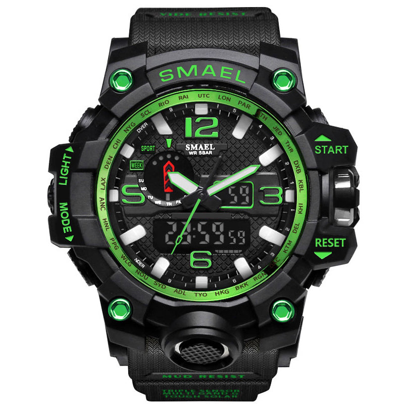Sports Watches Dual Display Analog Digital LED Electronic Quartz Wristwatch 1545-009