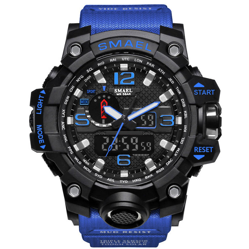 Sports Watches Dual Display Analog Digital LED Electronic Quartz Wristwatch 1545-009
