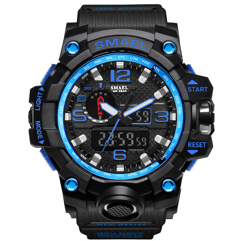 Sports Watches Dual Display Analog Digital LED Electronic Quartz Wristwatch 1545-009