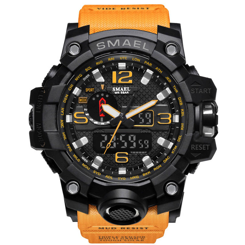 Sports Watches Dual Display Analog Digital LED Electronic Quartz Wristwatch 1545-009